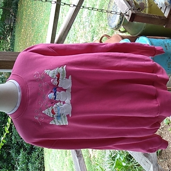 Trilogy by Morning Sun XL pink Christmas snowmen sweatshirt 💕 - Picture 1 of 4